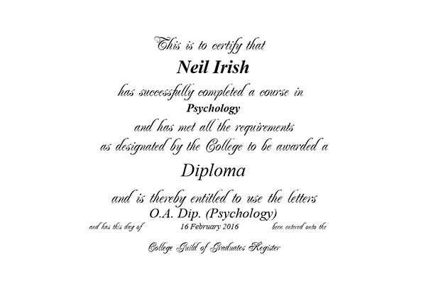 Psychology Diploma Certificate